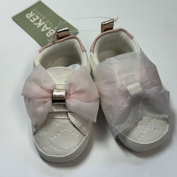 Baker By Ted Baker Bow Slip On Baby Bootie Shoes Sz 6-12 Months New - Picture 1 of 7